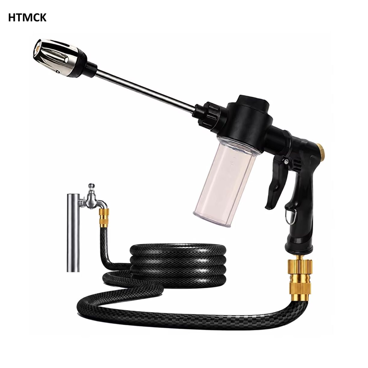 Pressure Washer Foam Gun - HTMCK Haushalts-Gartensprühpistole Schlauchdüse Langstiel-Bewässerungssprühpistole Hochdruck-Schaumkanone Autowaschpistole